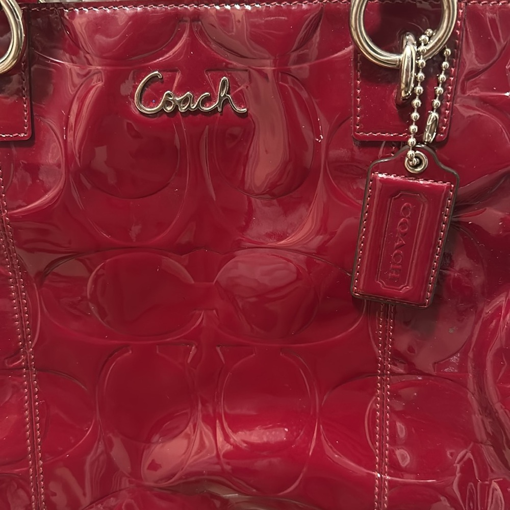 Red authentic Coach purse - Picture 2 of 8